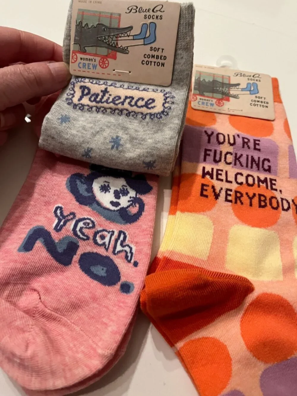 Sarcastic Women Crew Socks‎ Set Patience Yeah No Youre F'in Welcome (2 pairs)
